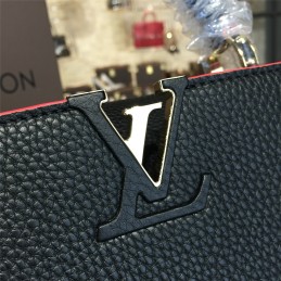 Replica Louis Vuitton Black Red Trim Capucines BB
