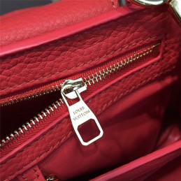 Replica Louis Vuitton Black Red Trim Capucines BB