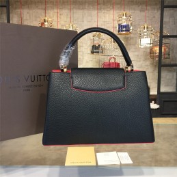 Replica Louis Vuitton Black Burgundy Trim Capucines PM