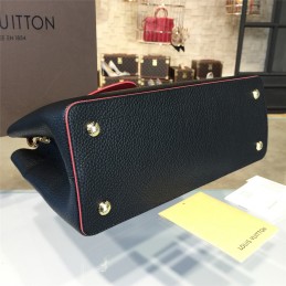 Replica Louis Vuitton Black Burgundy Trim Capucines PM