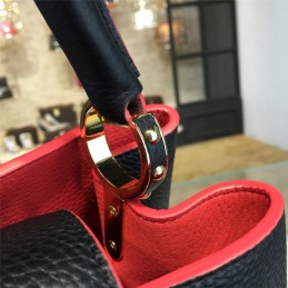 Replica Louis Vuitton Black Burgundy Trim Capucines PM