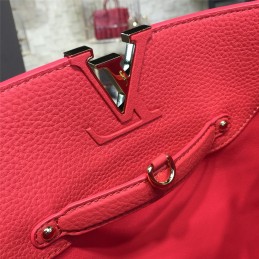 Replica Louis Vuitton Black Burgundy Trim Capucines PM