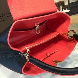 Replica Louis Vuitton Black Burgundy Trim Capucines PM