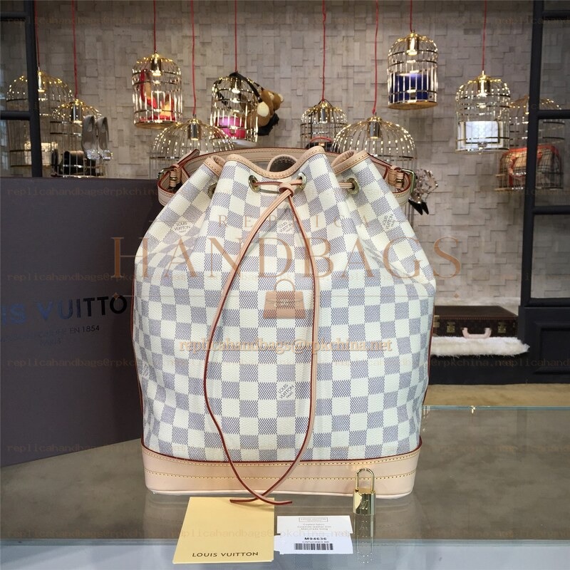 Replica Louis Vuitton White Damier Azur Beige Trim Noe