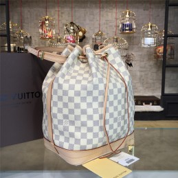 Replica Louis Vuitton White Damier Azur Beige Trim Noe