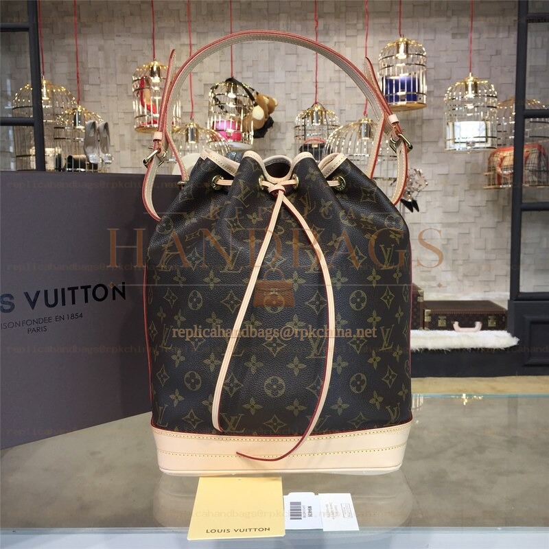 Replica Louis Vuitton Brown Monogram Beige Trim Noe