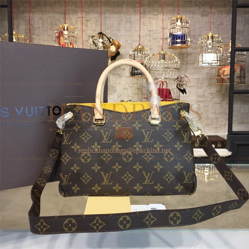 Replica Louis Vuitton Brown Monogram Yellow Trim Pallas BB