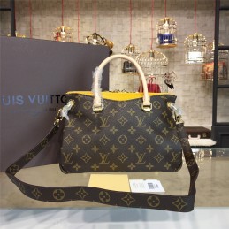 Replica Louis Vuitton Brown Monogram Yellow Trim Pallas BB