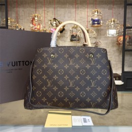Replica Louis Vuitton Brown Monogram Beige Trim Montaigne MM