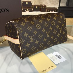 Replica Louis Vuitton Brown Monogram Beige Trim Speedy 25