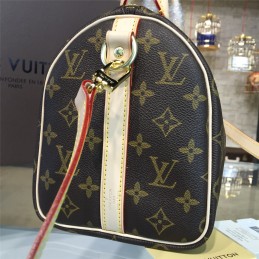Replica Louis Vuitton Brown Monogram Beige Trim Speedy 25