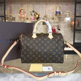 Replica Louis Vuitton Brown Monogram Beige Trim Speedy 30