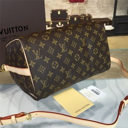 Replica Louis Vuitton Brown Monogram Beige Trim Speedy 30