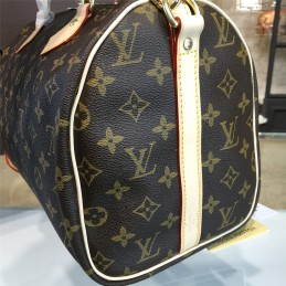 Replica Louis Vuitton Brown Monogram Beige Trim Speedy 30