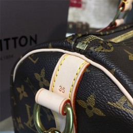 Replica Louis Vuitton Brown Monogram Beige Trim Speedy 30