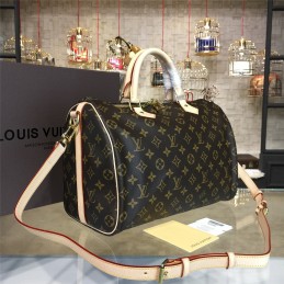 Replica Louis Vuitton Brown Monogram Beige Trim Speedy 35
