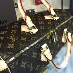Replica Louis Vuitton Brown Monogram Beige Trim Speedy 35