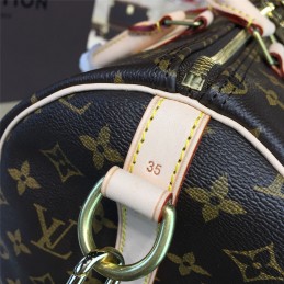 Replica Louis Vuitton Brown Monogram Beige Trim Speedy 35