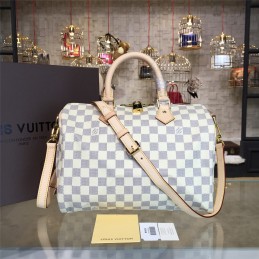 Replica Louis Vuitton White Damier Azur Beige Trim Speedy 30