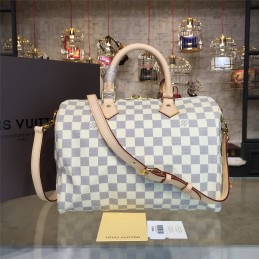 Replica Louis Vuitton White Damier Azur Beige Trim Speedy 30