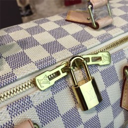 Replica Louis Vuitton White Damier Azur Beige Trim Speedy 30