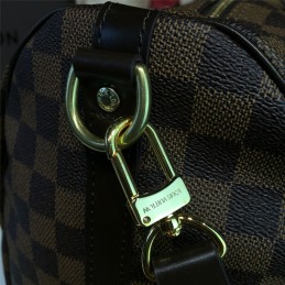 Replica Louis Vuitton Brown Damier Ebene Black Trim Speedy 35
