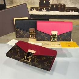 Replica Louis Vuitton Brown Monogram Red Interior Pallas Wallet