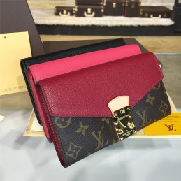 Replica Louis Vuitton Brown Monogram Red Interior Pallas Wallet