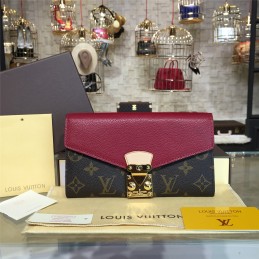 Replica Louis Vuitton Brown Monogram Red Interior Pallas Wallet