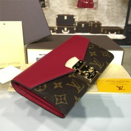 Replica Louis Vuitton Brown Monogram Red Interior Pallas Wallet