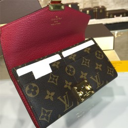Replica Louis Vuitton Brown Monogram Red Interior Pallas Wallet
