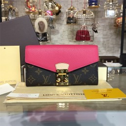 Replica Louis Vuitton Brown Monogram Fuchsia Interior Pallas Wallet