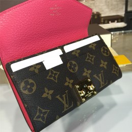 Replica Louis Vuitton Brown Monogram Fuchsia Interior Pallas Wallet
