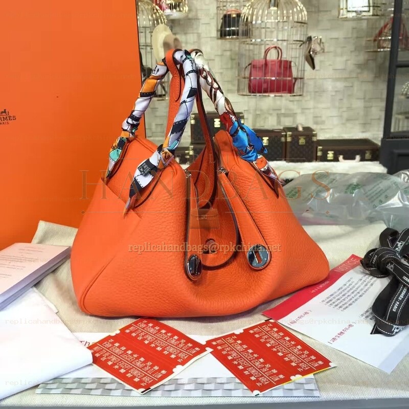 Replica Hermes Orange Lindy 26 Bag Twilly Handle