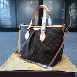 Replica Louis Vuitton Brown Monogram Beige Trim Palermo PM