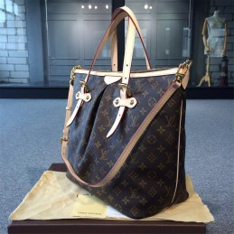 Replica Louis Vuitton Brown Monogram Beige Trim Palermo GM