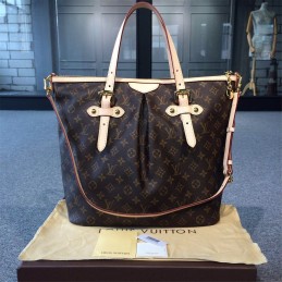 Replica Louis Vuitton Brown Monogram Beige Trim Palermo GM