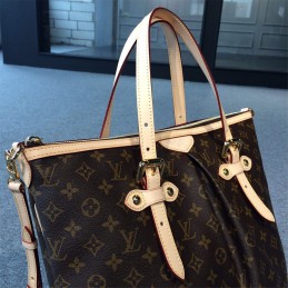 Replica Louis Vuitton Brown Monogram Beige Trim Palermo GM