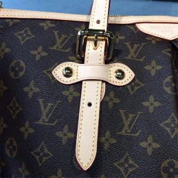 Replica Louis Vuitton Brown Monogram Beige Trim Palermo GM
