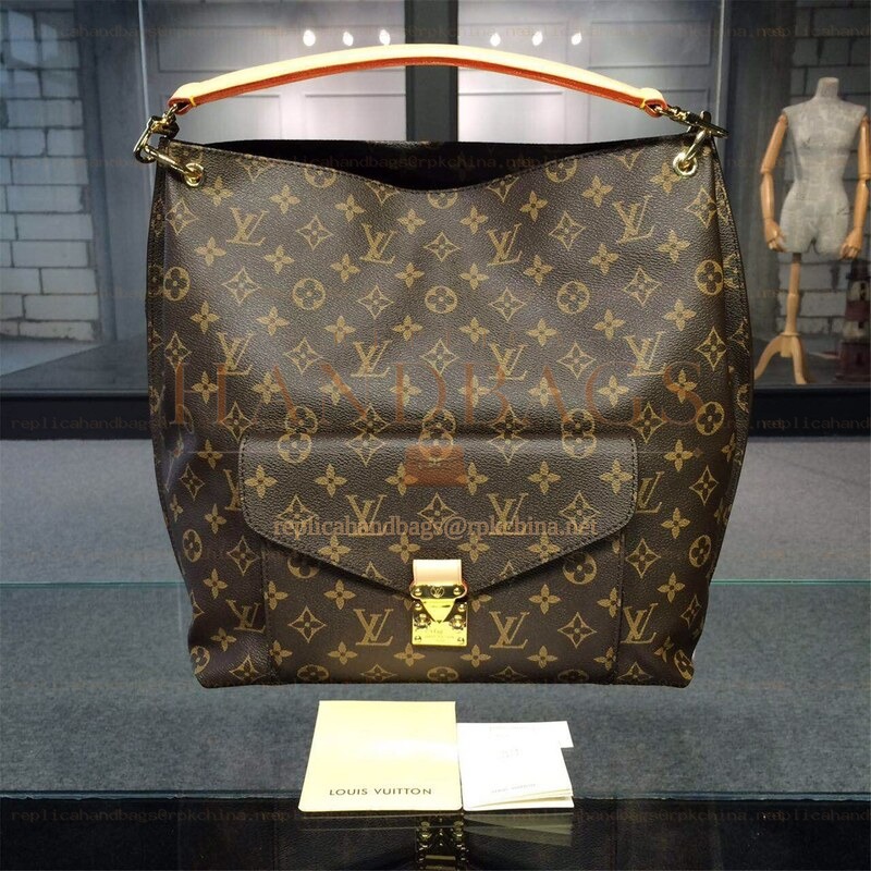 Replica Louis Vuitton Brown Monogram Metis Hobo