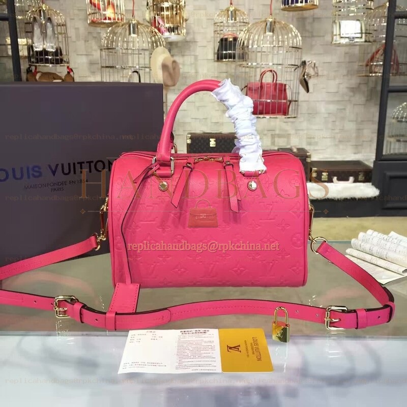 Replica Louis Vuitton Bright Pink Embossed Monogram Speedy 25