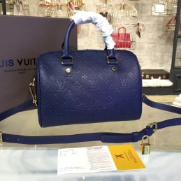 Replica Louis Vuitton Navy Blue Embossed Monogram Speedy 25