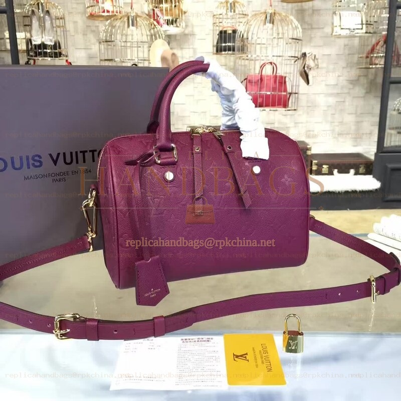 Replica Louis Vuitton Burgundy Embossed Monogram Speedy 25 - Style 2