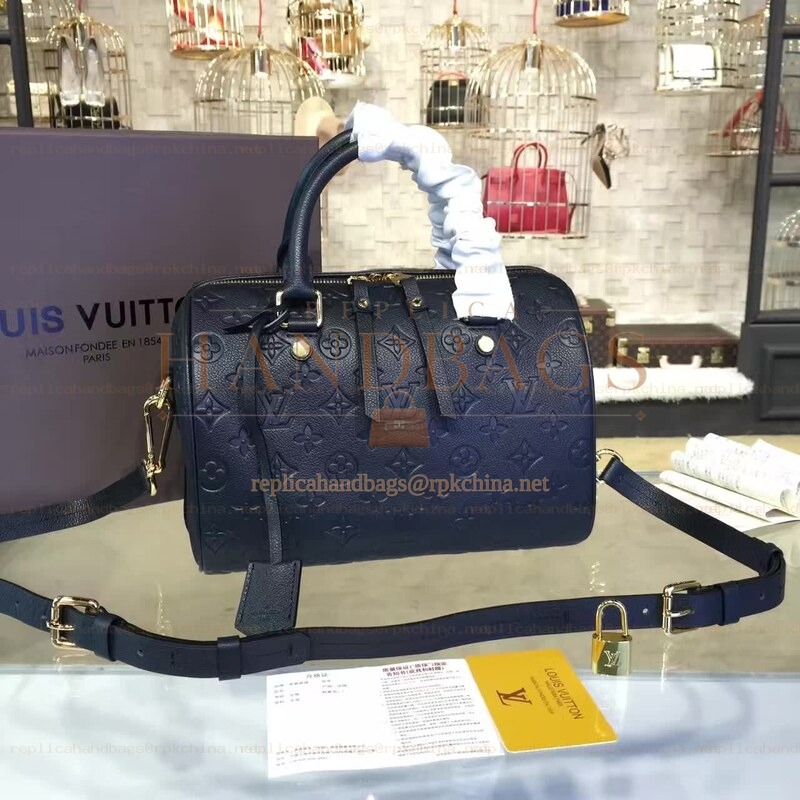 Replica Louis Vuitton Black Embossed Monogram Speedy 25