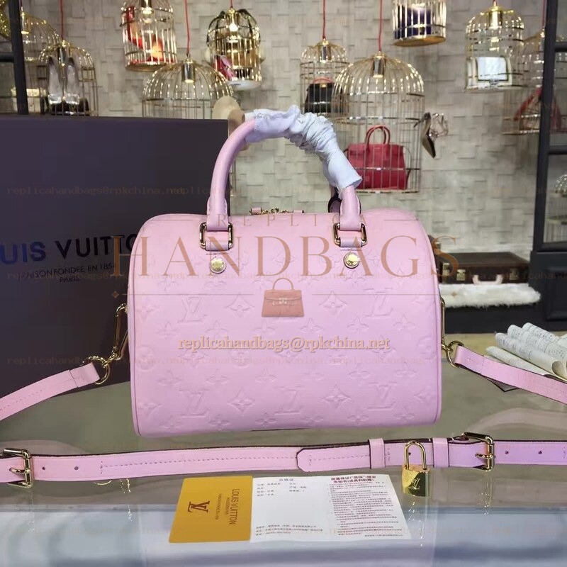 Replica Louis Vuitton Pale Pink Embossed Monogram Speedy 25