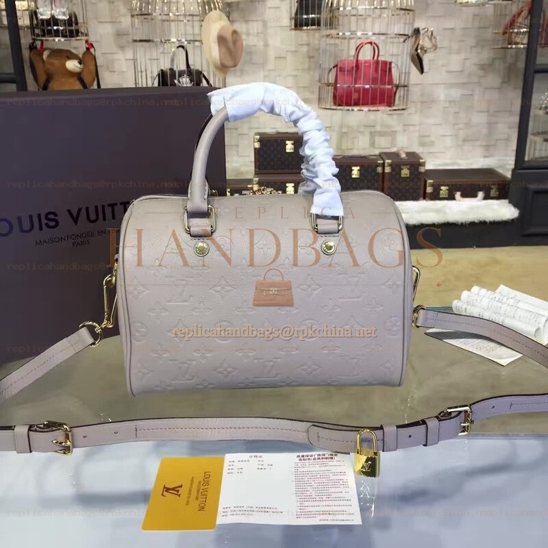 Replica Louis Vuitton Taupe Embossed Monogram Speedy 25