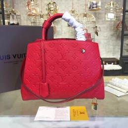 Replica Louis Vuitton Red Embossed Monogram Montaigne MM - Style 2