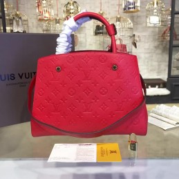 Replica Louis Vuitton Red Embossed Monogram Montaigne MM - Style 2