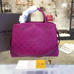 Replica Louis Vuitton Fuchsia Embossed Monogram Montaigne MM with Grained Finish