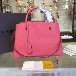 Replica Louis Vuitton Coral Pink Embossed Monogram Montaigne MM with Grained Finish